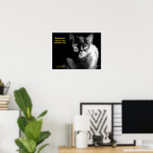 ことわざ付きの輝く黒猫 ポスター (ホームオフィス)