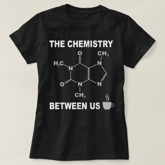 ことわざ付きコーヒーカフェイン分子シャおもしろいツ Tシャツ (デザイン正面)