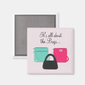 ことわざ付き上品な3つのハンドバッグ マグネット (正面/裏面)