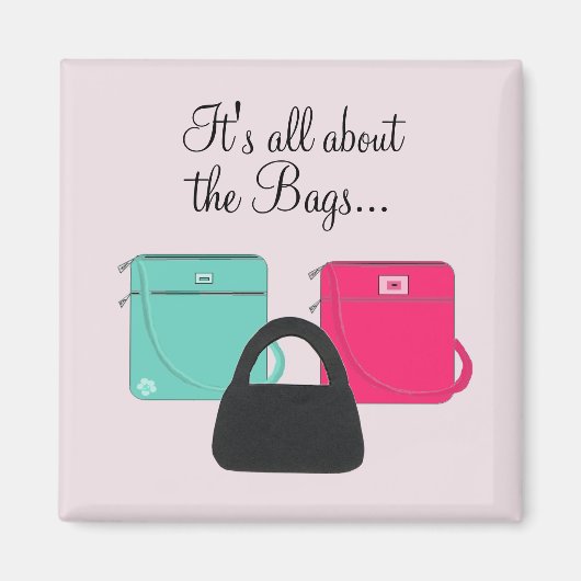 ことわざ付き上品な3つのハンドバッグ マグネット (正面)