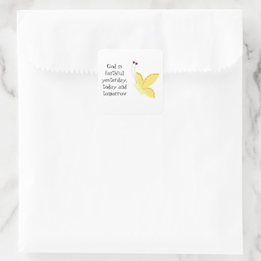 ことわざ付き感動的蝶 スクエアシール (バッグ)