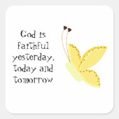 ことわざ付き感動的蝶 スクエアシール (正面)