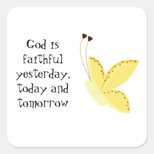 ことわざ付き感動的蝶 スクエアシール (正面)