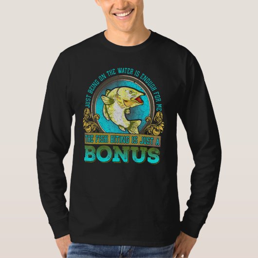 ことわざ付き漁業者の魚釣り Tシャツ (正面)