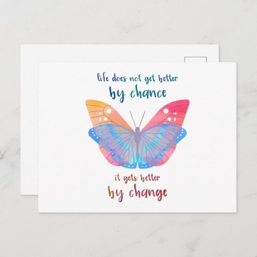 ことわざ感動的バタフライ動機付け引用文 ポストカード (正面/裏面)