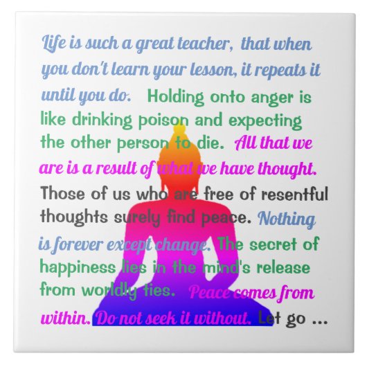 ことわざ数々の付き仏の色シルエット タイル (正面)