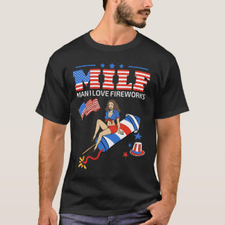 ことわざ皮肉シャツMILF Man I Love Fireworks F Tシャツ