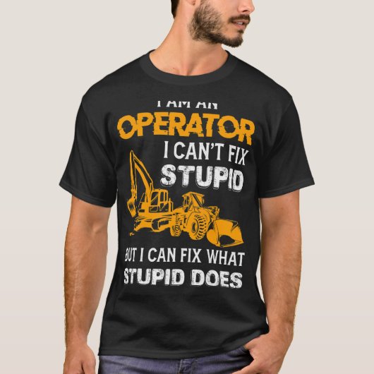 ことわざ重機運転士バックホー運転者 Tシャツ (正面)