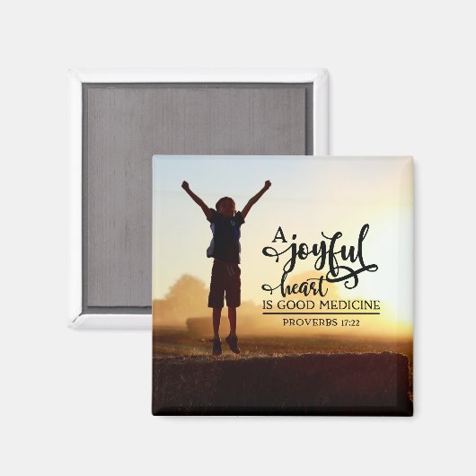 ことわざ 17:22 喜びに満ちた心は良い薬である マグネット (正面/裏面)