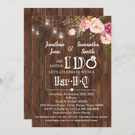 ことわざIはバーベキューストックをバーウェディングシャワー 招待状 (正面/裏面)
