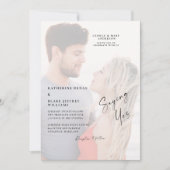 ことわざYesカップル写真ビーチ結婚式 招待状 (正面)