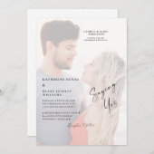 ことわざYesカップル写真ビーチ結婚式 招待状 (正面/裏面)