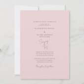 ことわざYesピンク&グレーエレガントウェディング 招待状 (正面)