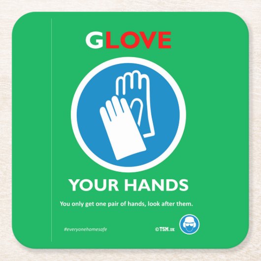 ことコップの印のテーブルのゆとり保って下さい スクエアペーパーコースター (正面)