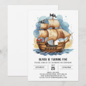 こどもの宝探しパイレーツバースデー 招待状 (正面/裏面)