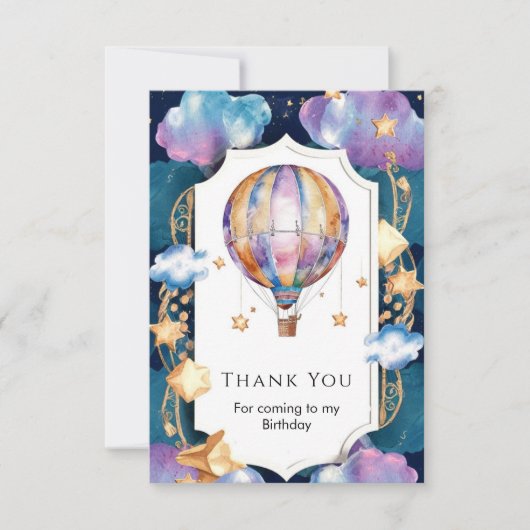こどもの魔法の熱気球誕生日 サンキューカード (正面)