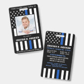 こども緊急ID警察青い旗キッズ写真 バッジ (正面&裏面)