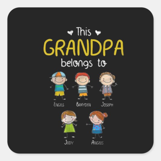 このおじいちゃんは可愛い家族パーソナライズされただ スクエアシール (正面)