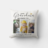 このおばあちゃんのお孫さん3枚の写真コラージュ クッション (正面)