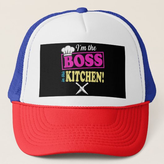 このおもしろいキッチンTシャツの料理のボス キャップ (正面)