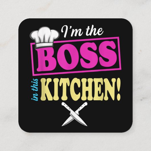 このおもしろいキッチンTシャツの料理のボス スクエア名刺 (裏面)