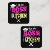 このおもしろいキッチンTシャツの料理のボス スクエア名刺 (正面/裏面)