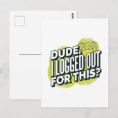 このおもしろいゲーマージョイスティックのためにログアウトした男 ポストカード (正面/裏面)