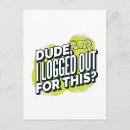 このおもしろいゲーマージョイスティックのためにログアウトした男 ポストカード