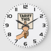 このおもしろい中指に対する抗議サイン料率 ラージ壁時計 (正面)