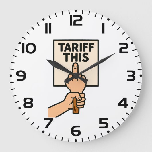 このおもしろい中指に対する抗議サイン料率 ラージ壁時計 (正面)