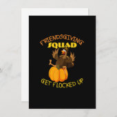 このおもしろい感謝祭の日Tuで友情を育むチーム 招待状 (正面/裏面)