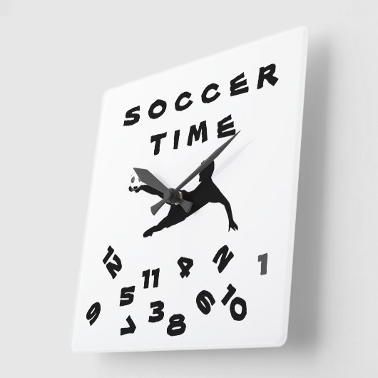 "このおもしろい時計では、****サッカー時間**** スクエア壁時計 (傾斜)