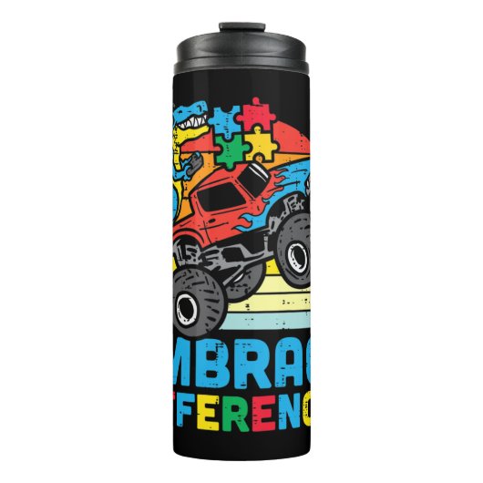 このかわいいトレックスの怪獣トラックを抱き違え タンブラー (正面)