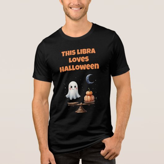 このてんびん座はハロウィンが大好き キュートなオバケとカボチャ トライブレンドＴシャツ (正面)