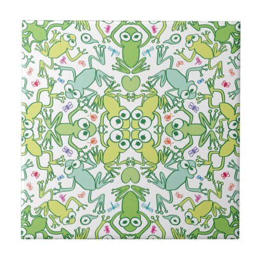 このぬるぬるした模様の隅々のカエルのデザイン タイル (正面)