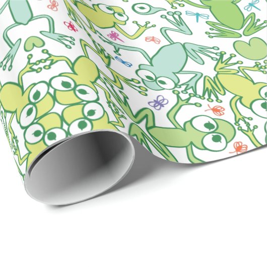 このぬるま模様のデザインの隅々でカエル ラッピングペーパー (ロールコーナー)