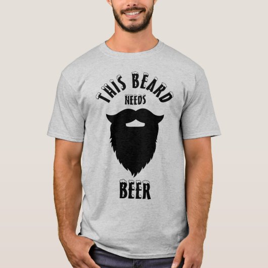 このひげにはビールが必要 Tシャツ (正面)