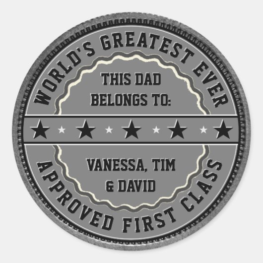 このもっとも偉大Everパパの所属先：お客様の名前 ラウンドシール (正面)