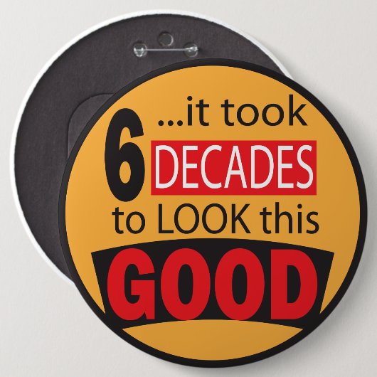 このよい第60誕生日を見るために6十年かかりました 缶バッジ (正面&裏面)