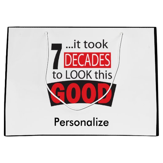 このよい第70誕生日を見るために7十年かかりました ラージペーパーバッグ (正面)