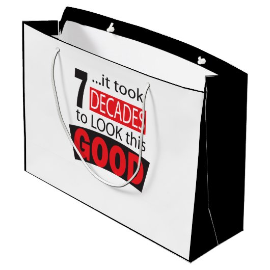 このよい第70誕生日を見るために7十年かかりました ラージペーパーバッグ (裏面アングル)