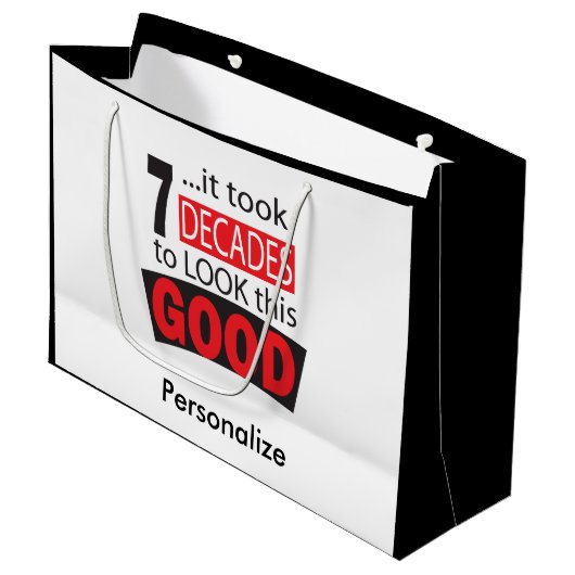 このよい第70誕生日を見るために7十年かかりました ラージペーパーバッグ (正面アングル)