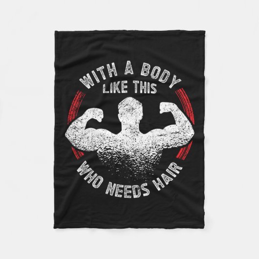 このような体で髪を禿げるパパを必要とするおもしろい フリースブランケット (正面)