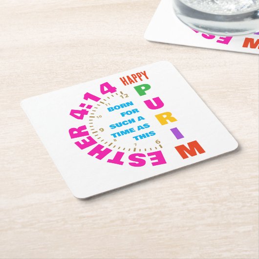 このような時のために幸せなプリムEsther 4:14 スクエアペーパーコースター (アングル)