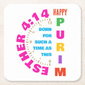 このような時のために幸せなプリムEsther 4:14 スクエアペーパーコースター (正面)