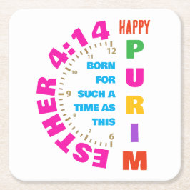 このような時のために幸せなプリムEsther 4:14 スクエアペーパーコースター