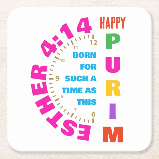 このような時のために幸せなプリムEsther 4:14 スクエアペーパーコースター (正面)