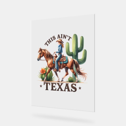 このアインテキサス州女性のカーボーイホース アクリルサイン (傾斜)