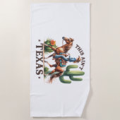 このアインテキサス州女性のカーボーイホース ビーチタオル (正面)