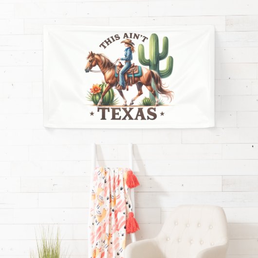 このアインテキサス州女性のカーボーイホース 横断幕 (インサイチュ)